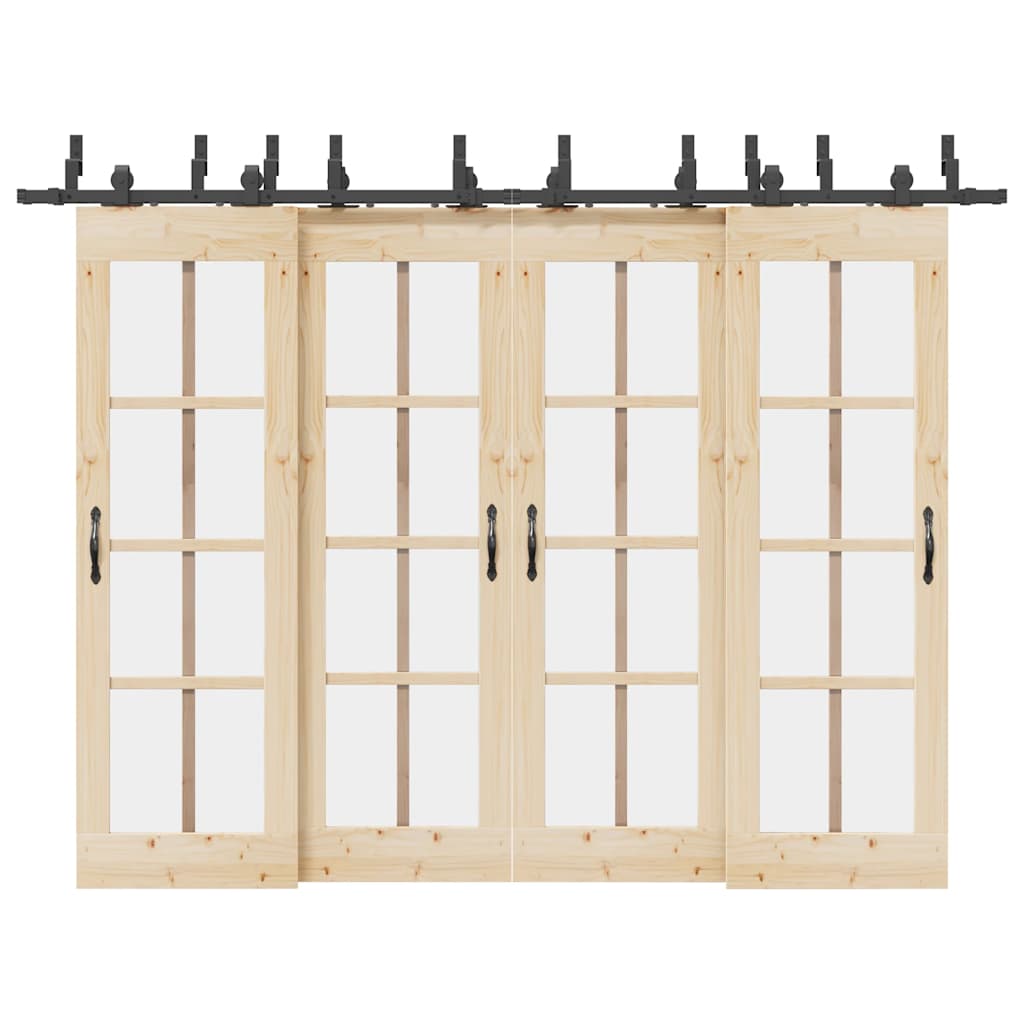 Sliding Door Hardware Kit Steel Black 152.5 cm