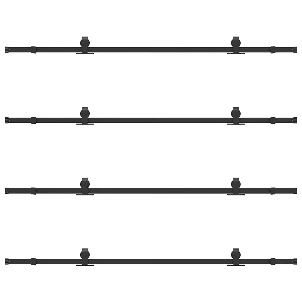 vidaXL Sliding Door Hardware Kit 427 cm Steel Black 6