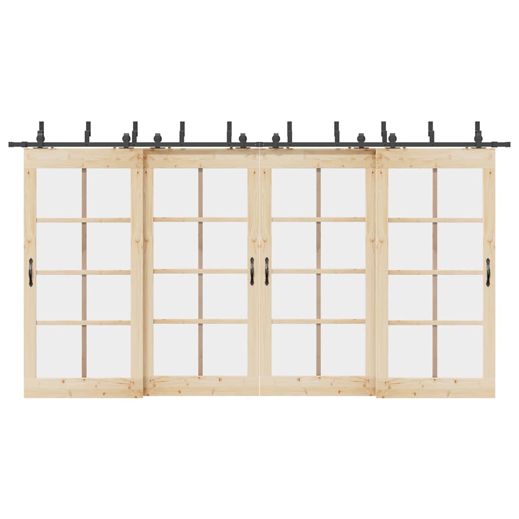 vidaXL Sliding Door Hardware Kit 427 cm Steel Black 1