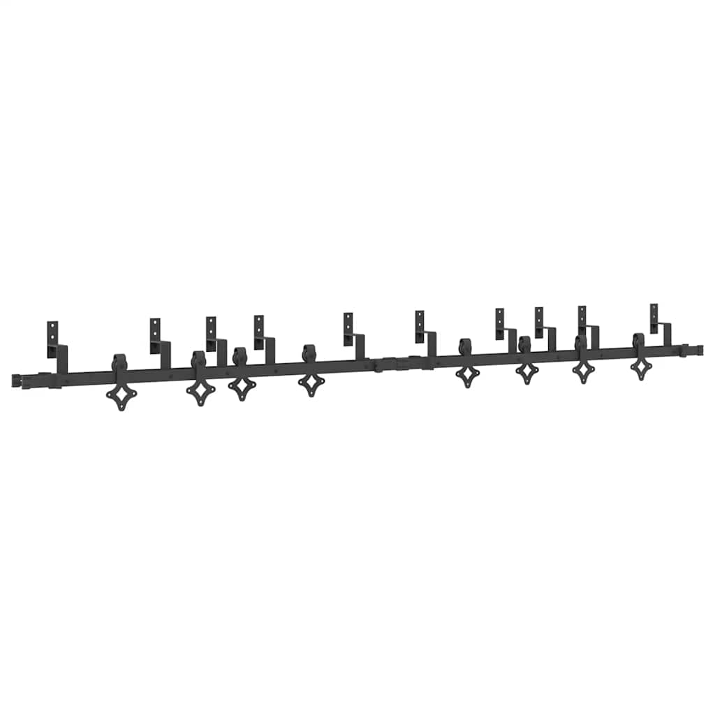 vidaXL Sliding Door Hardware Kit 305 cm Steel Black 2