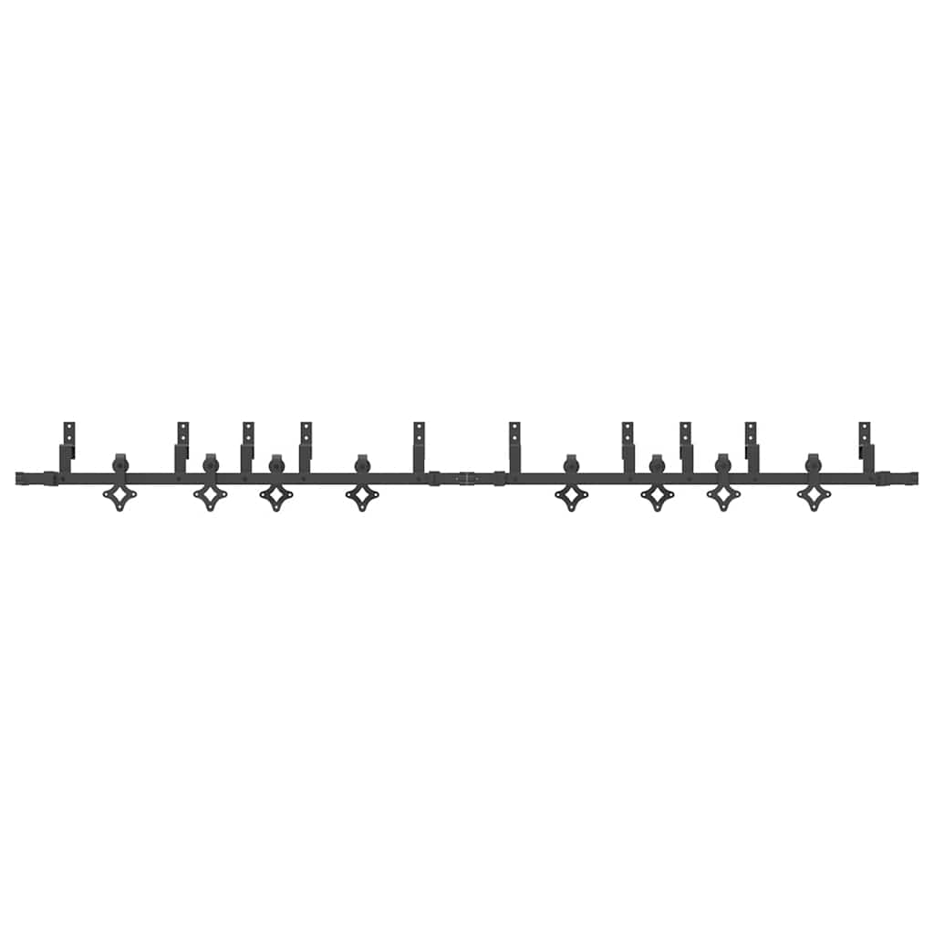vidaXL Sliding Door Hardware Kit 305 cm Steel Black 5