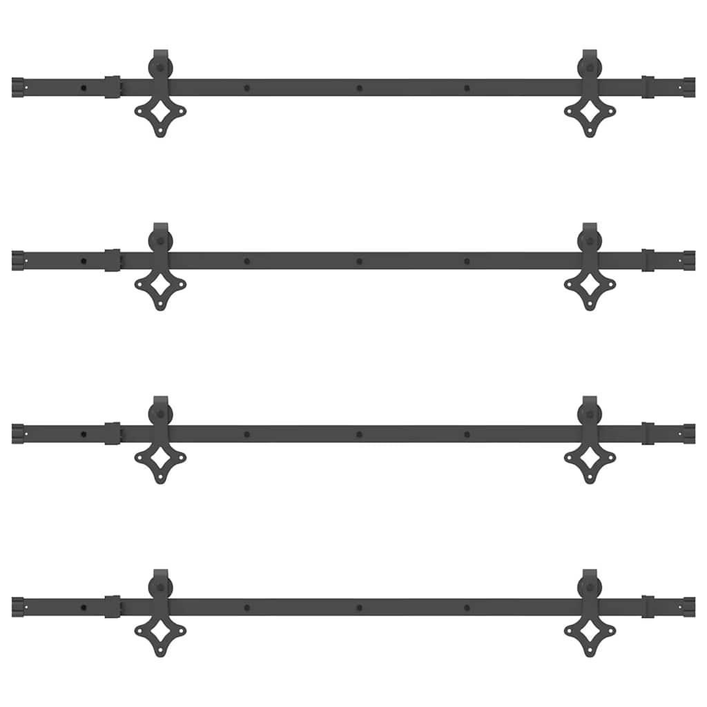 vidaXL Sliding Door Hardware Kit 305 cm Steel Black 6