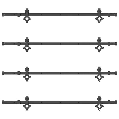 vidaXL Sliding Door Hardware Kit 305 cm Steel Black 6