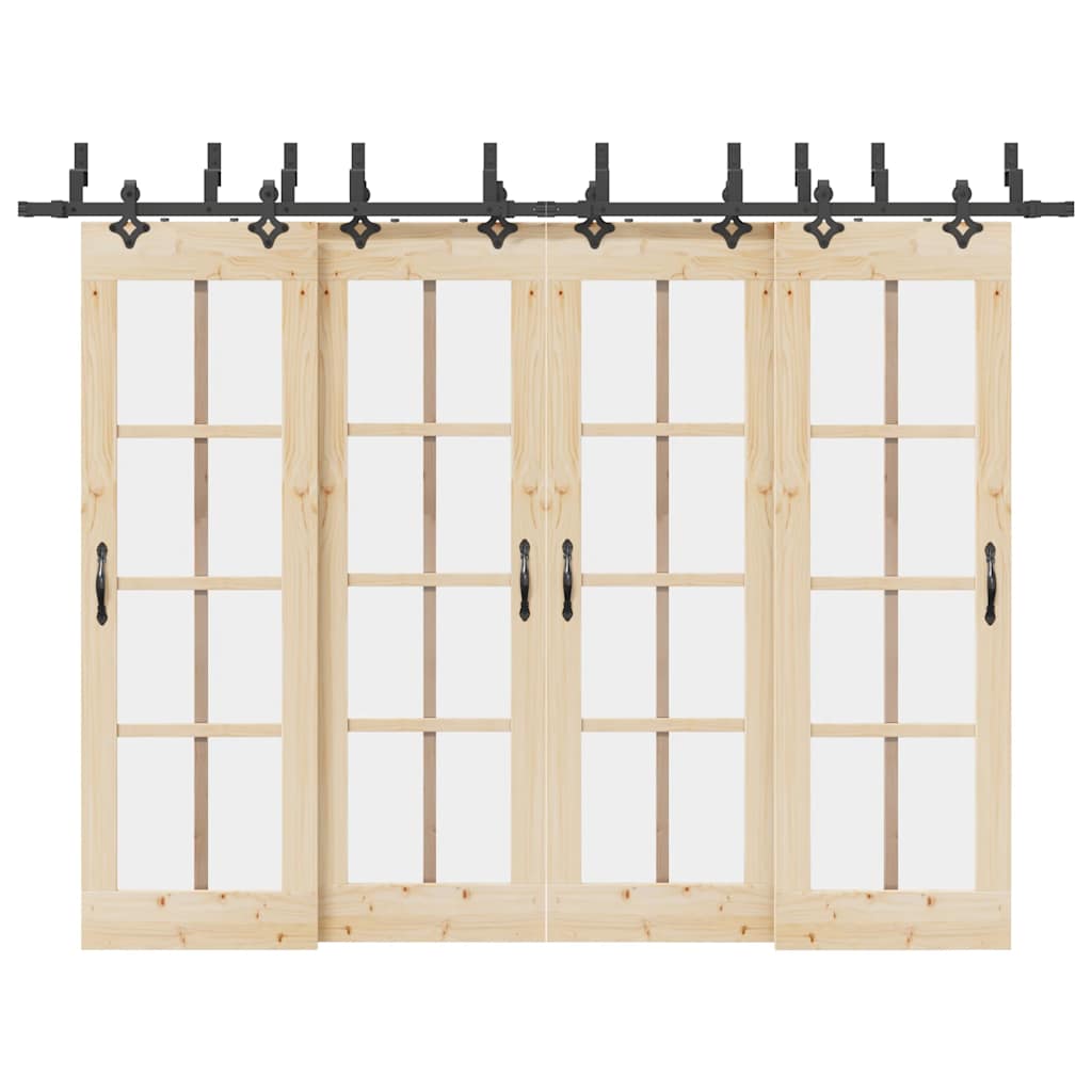 vidaXL Sliding Door Hardware Kit 305 cm Steel Black 1