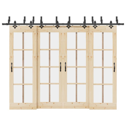 vidaXL Sliding Door Hardware Kit 305 cm Steel Black 1