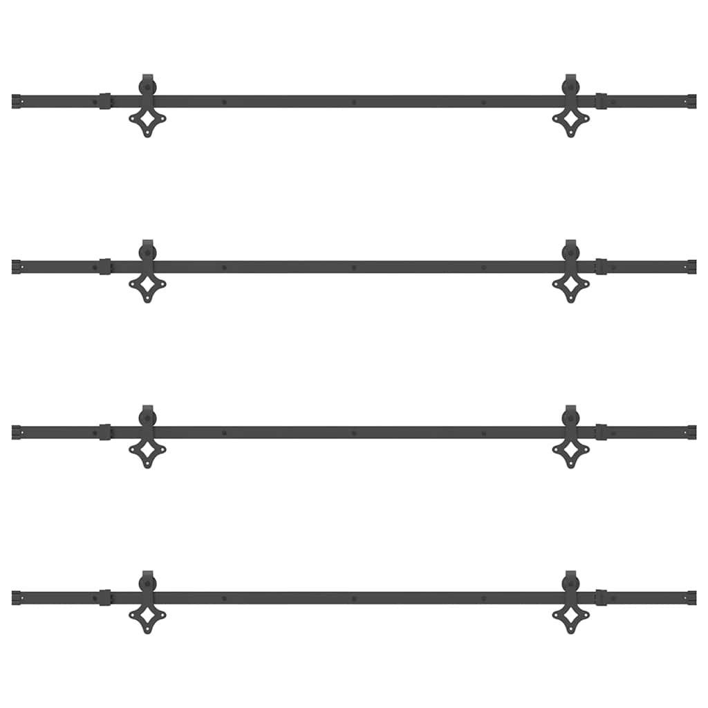 vidaXL Sliding Door Hardware Kit 427 cm Steel Black 6