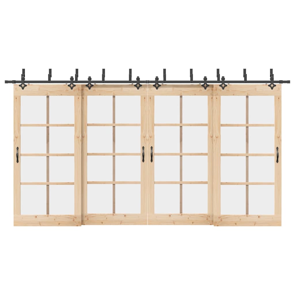 vidaXL Sliding Door Hardware Kit 427 cm Steel Black 1