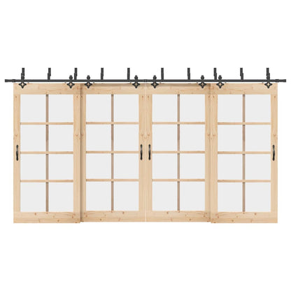 vidaXL Sliding Door Hardware Kit 427 cm Steel Black 1