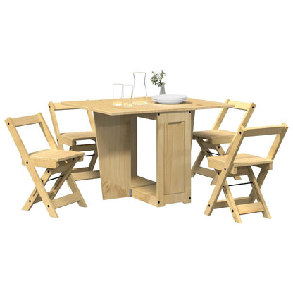 vidaXL 5 Piece Butterfly Dining Set "Corona" Foldable Wax Brown Pinewood 1