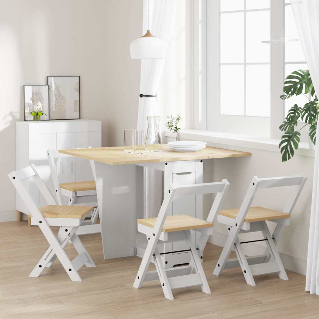 5 Piece Butterfly Dining Set "Corona" Foldable Pinewood White
