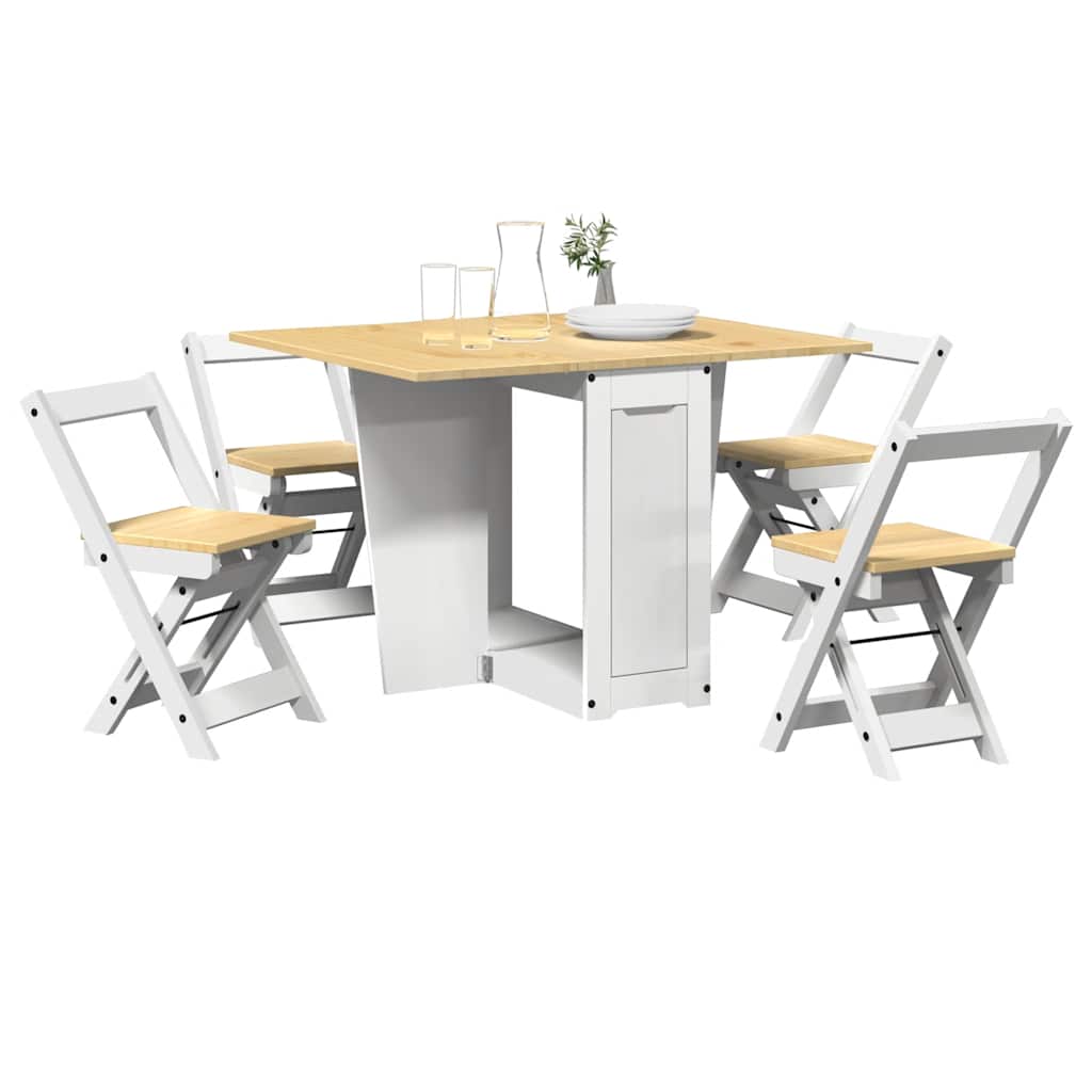 vidaXL 5 Piece Butterfly Dining Set "Corona" Foldable White Pinewood 1