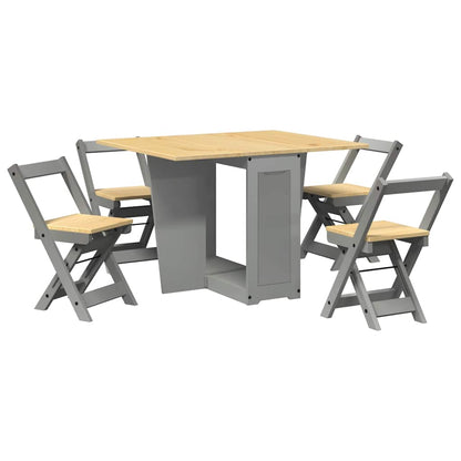 vidaXL 5 Piece Butterfly Dining Set "Corona" Foldable Grey Pinewood 2