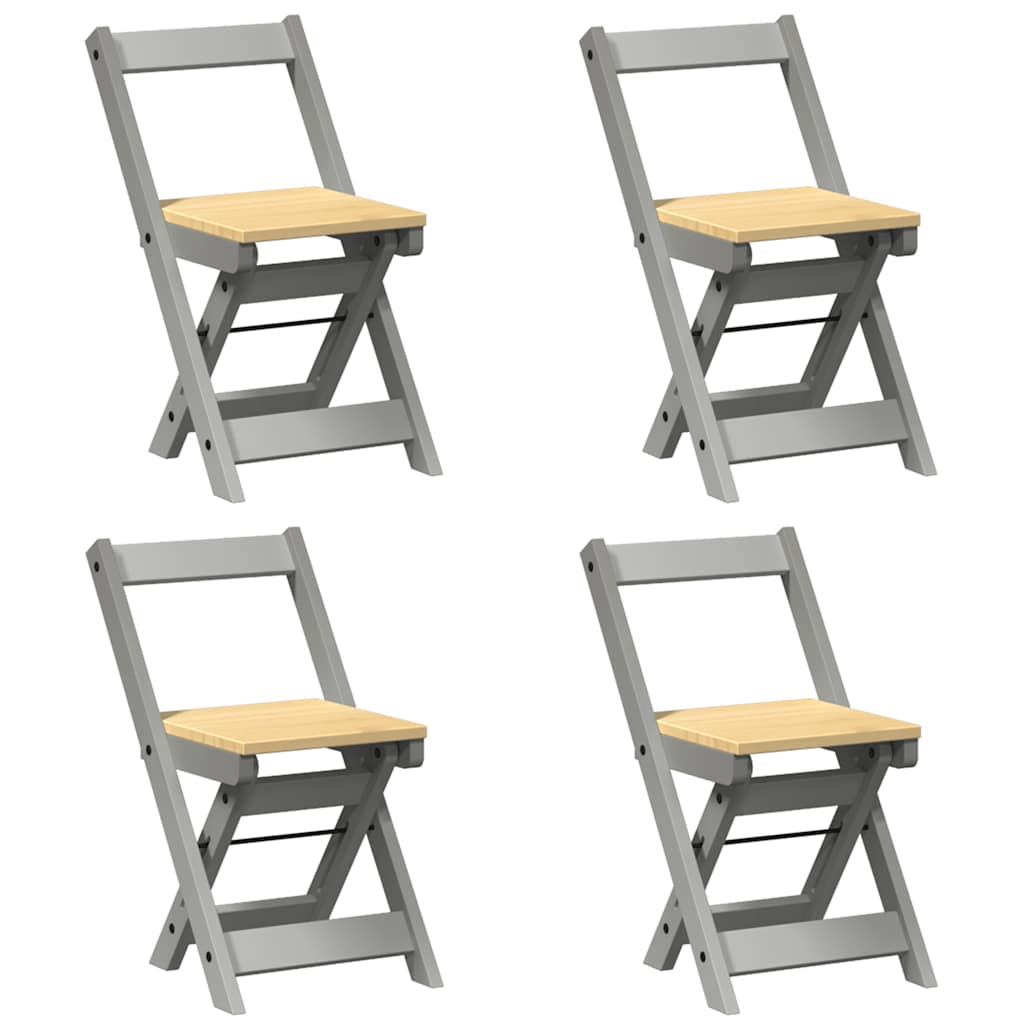 vidaXL 5 Piece Butterfly Dining Set "Corona" Foldable Grey Pinewood 5