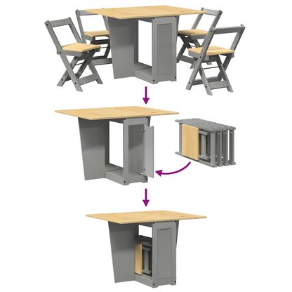 vidaXL 5 Piece Butterfly Dining Set "Corona" Foldable Grey Pinewood 6