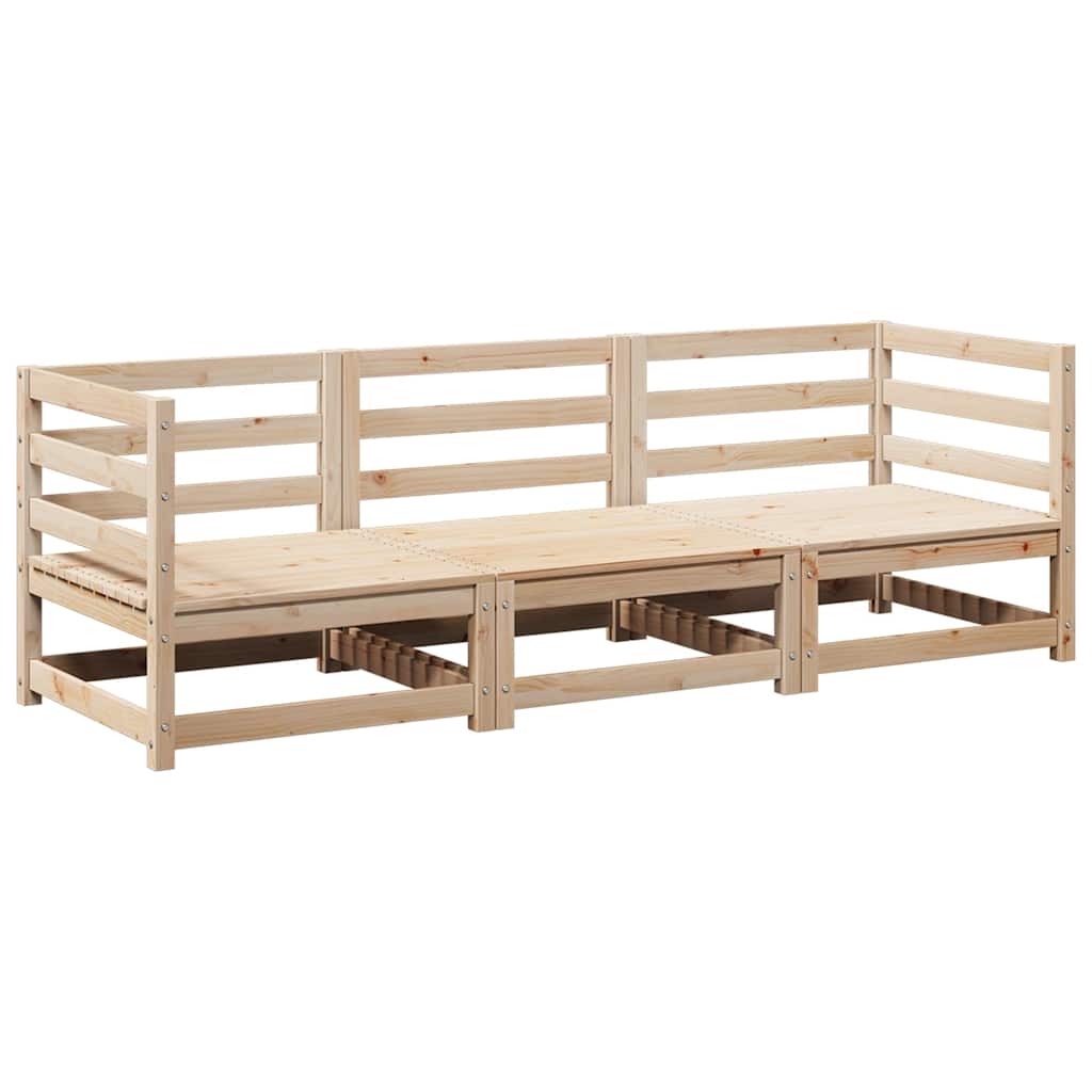 vidaXL 3 Piece Garden Sofa Set Solid Wood Pine 2