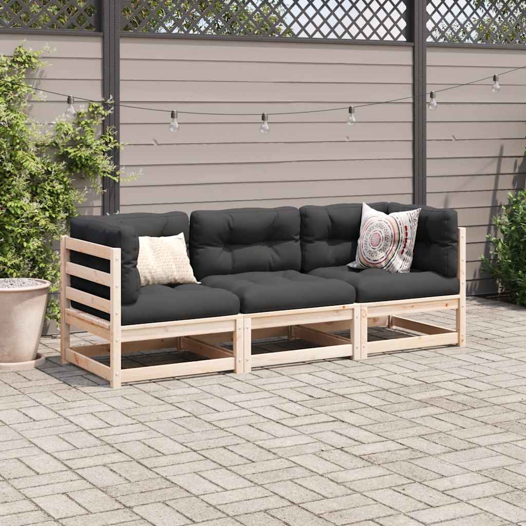vidaXL 3 Piece Garden Sofa Set Solid Wood Pine 3