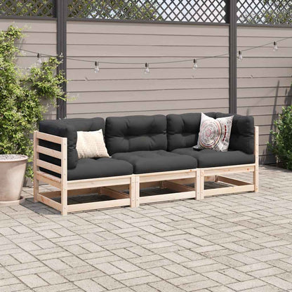 vidaXL 3 Piece Garden Sofa Set Solid Wood Pine 3