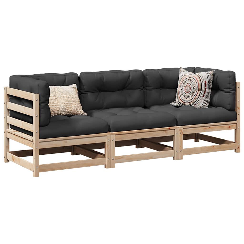 vidaXL 3 Piece Garden Sofa Set Solid Wood Pine 1