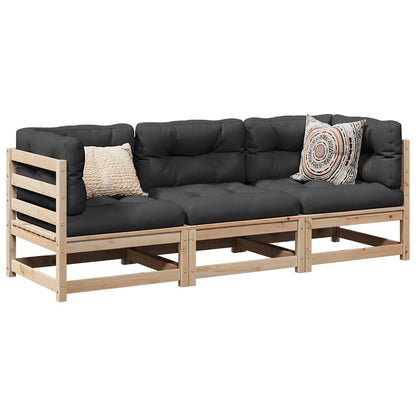 vidaXL 3 Piece Garden Sofa Set Solid Wood Pine 1
