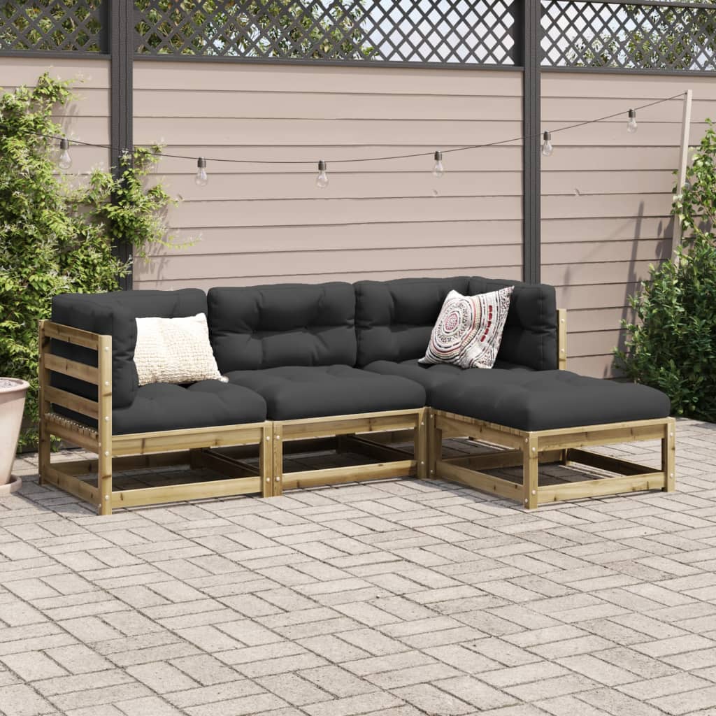 vidaXL 4 Piece Garden Sofa Set Impregnated Wood Pine 3