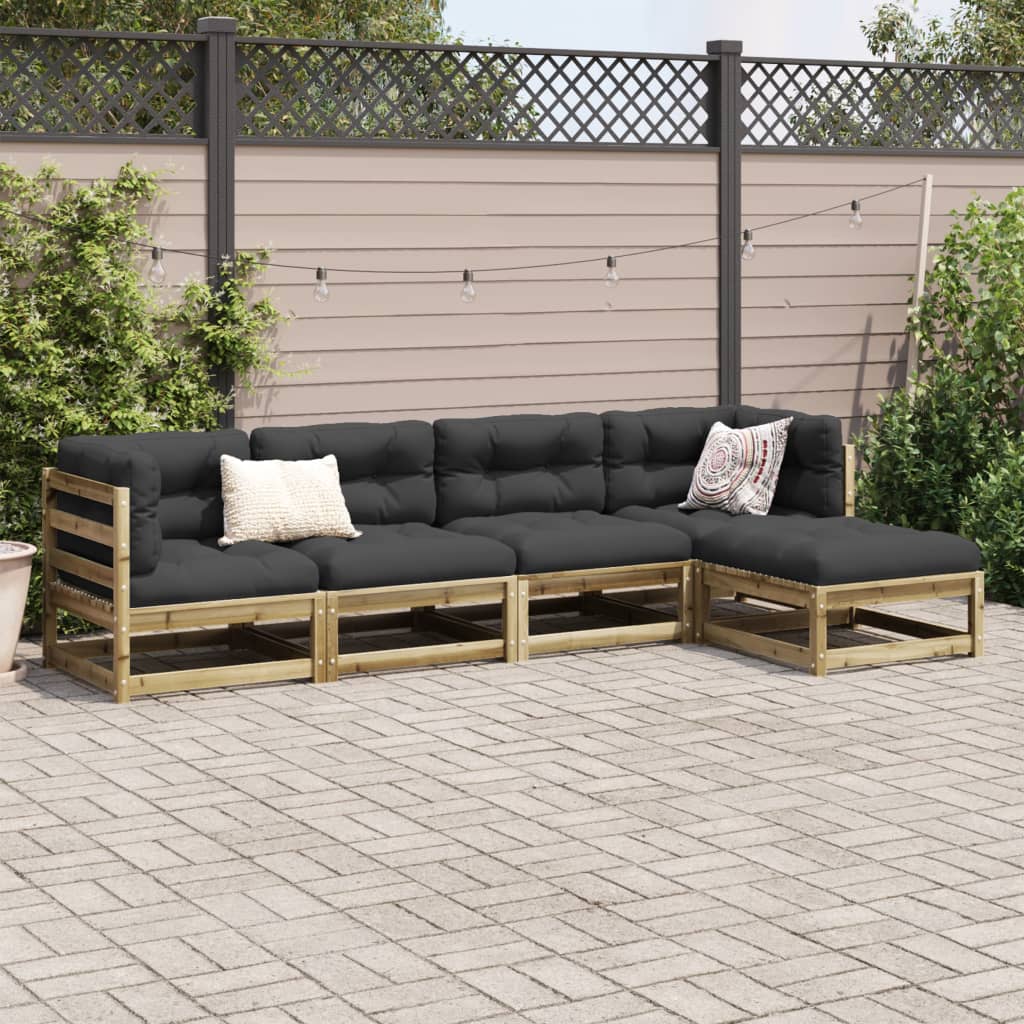 5 Piece Garden Sofa Set Impregnated Wood Pine Natural impregnated