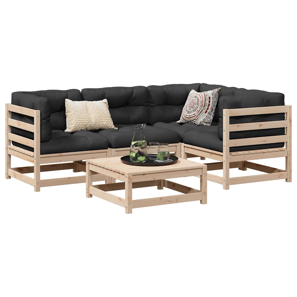 vidaXL 5 Piece Garden Sofa Set Solid Wood Pine 1