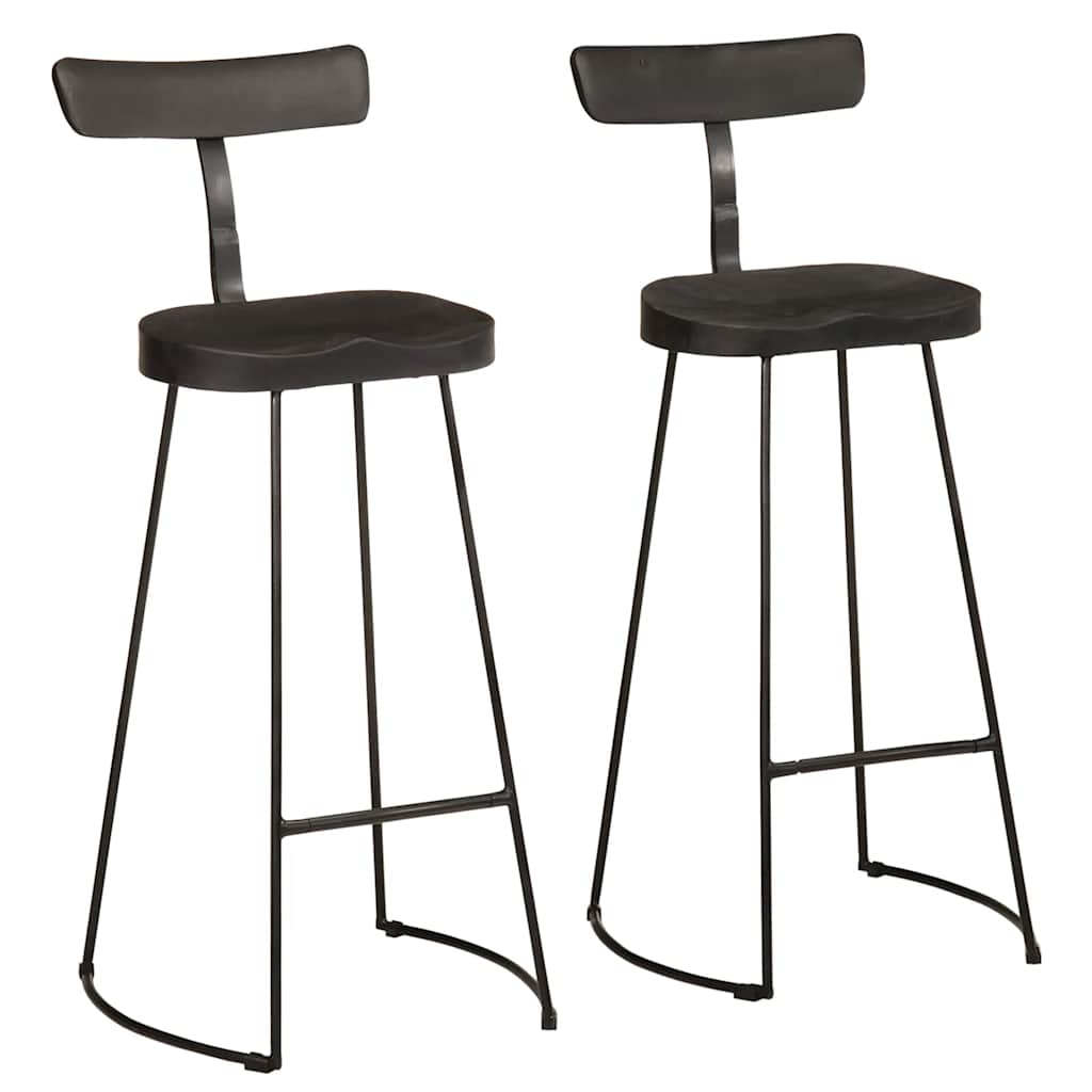Bar Stools 2 pcs Solid Wood Mango Solid Mango Wood Width 49 cm Black 103 cm