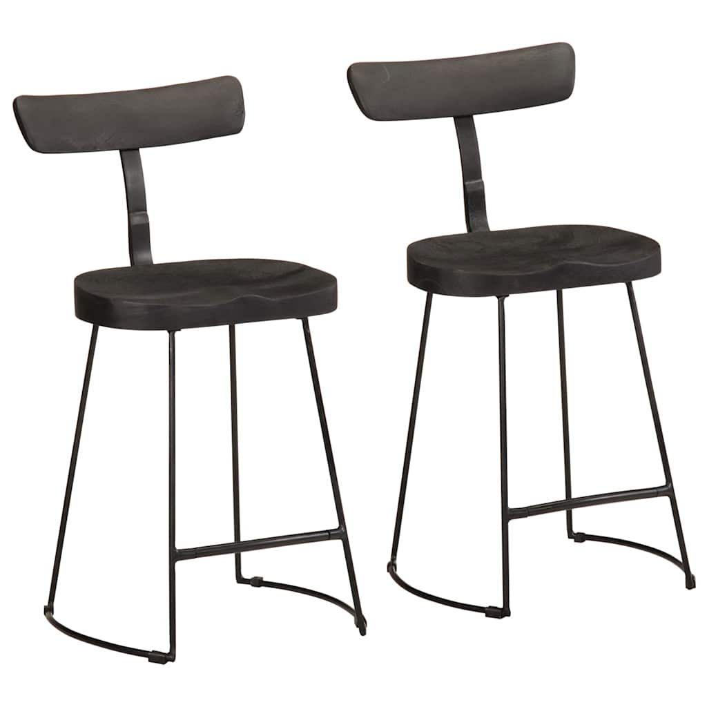 Bar Stools 2 pcs Solid Wood Mango Solid Mango Wood Width 49 cm Black 79 cm