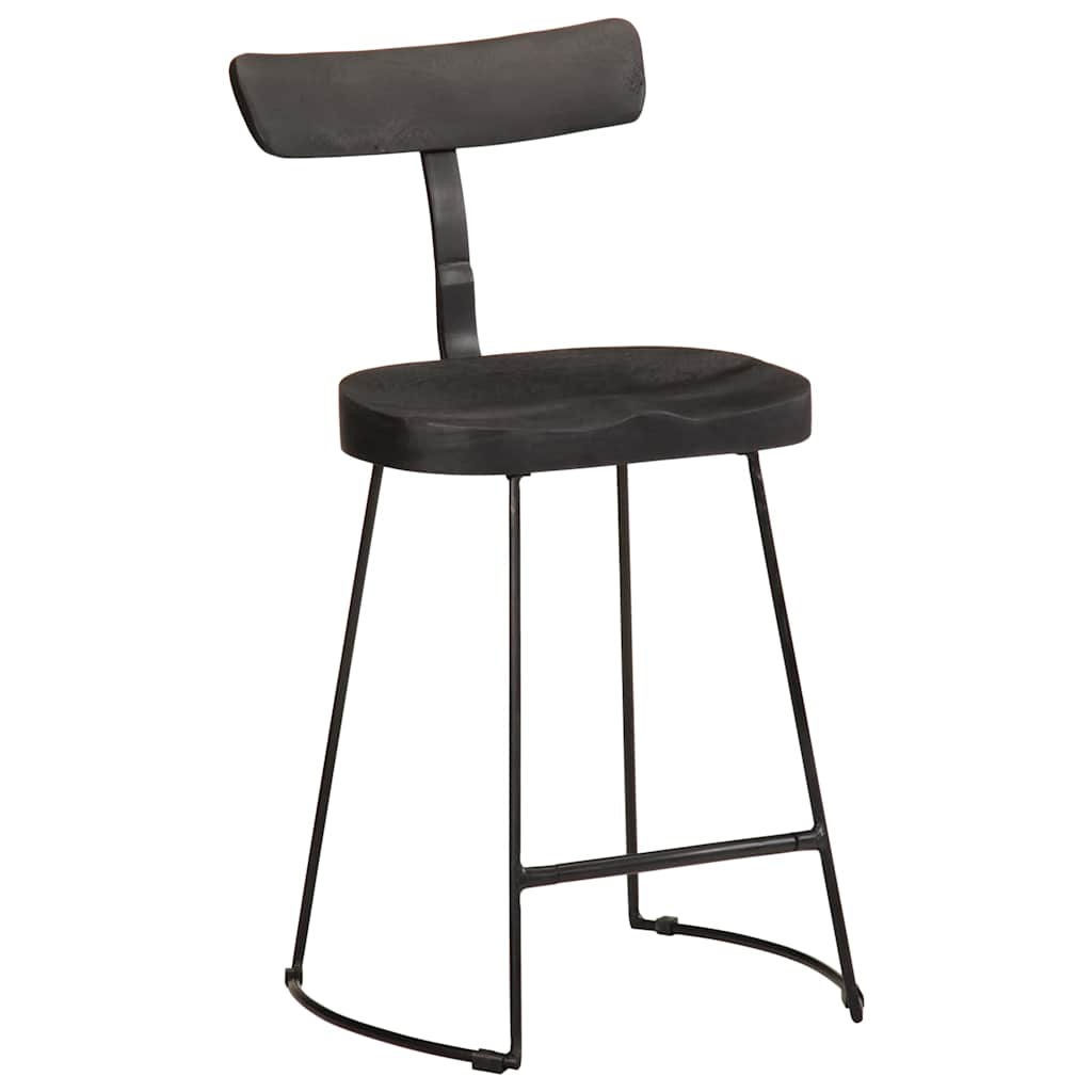Bar Stools 2 pcs Solid Wood Mango Solid Mango Wood Width 49 cm Black 79 cm