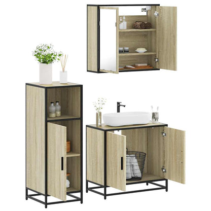 3 Piece Bathroom Furniture Set Engineered Wood Sonoma oak
