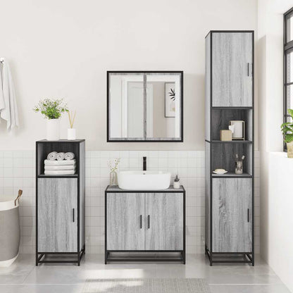 vidaXL 3 Piece Bathroom Furniture Set Grey Sonoma Engineered Wood 3