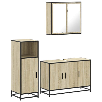 3 Piece Bathroom Furniture Set Engineered Wood Sonoma oak