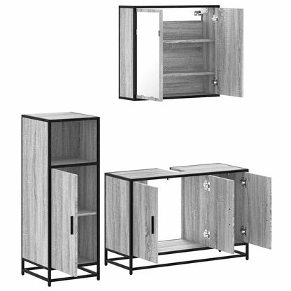 vidaXL 3 Piece Bathroom Furniture Set Grey Sonoma Engineered Wood 6