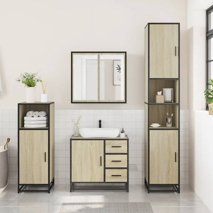 vidaXL 3 Piece Bathroom Furniture Set Sonoma Oak Engineered Wood 3
