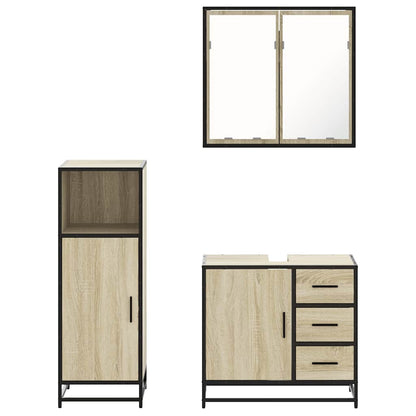 vidaXL 3 Piece Bathroom Furniture Set Sonoma Oak Engineered Wood 5