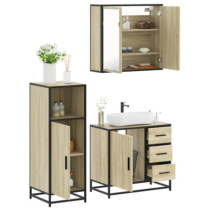 vidaXL 3 Piece Bathroom Furniture Set Sonoma Oak Engineered Wood 1