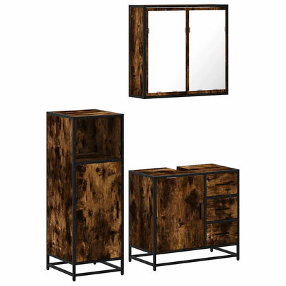 vidaXL 3 Piece Bathroom Furniture Set Smoked Oak Engineered Wood 2