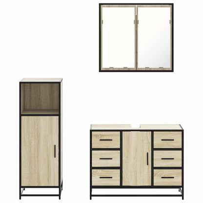 vidaXL 3 Piece Bathroom Furniture Set Sonoma Oak Engineered Wood 5