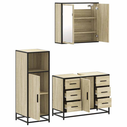 vidaXL 3 Piece Bathroom Furniture Set Sonoma Oak Engineered Wood 6