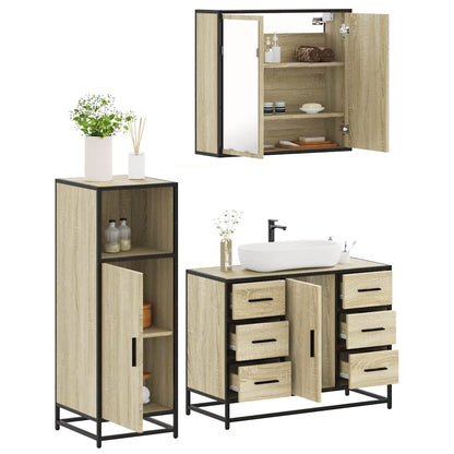 vidaXL 3 Piece Bathroom Furniture Set Sonoma Oak Engineered Wood 1