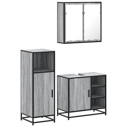 vidaXL 3 Piece Bathroom Furniture Set Grey Sonoma Engineered Wood 2