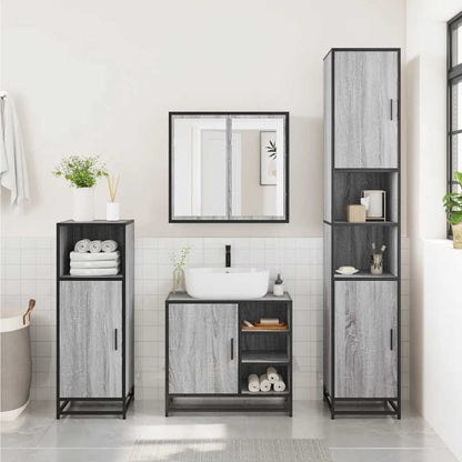 vidaXL 3 Piece Bathroom Furniture Set Grey Sonoma Engineered Wood 3