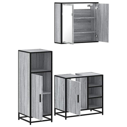 vidaXL 3 Piece Bathroom Furniture Set Grey Sonoma Engineered Wood 6
