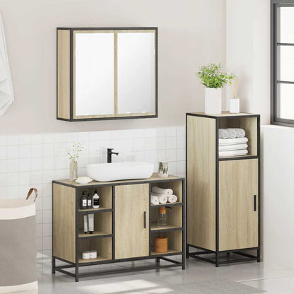 vidaXL 3 Piece Bathroom Furniture Set Sonoma Oak Engineered Wood 4