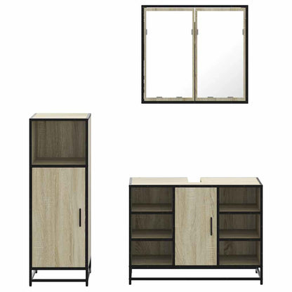 vidaXL 3 Piece Bathroom Furniture Set Sonoma Oak Engineered Wood 5