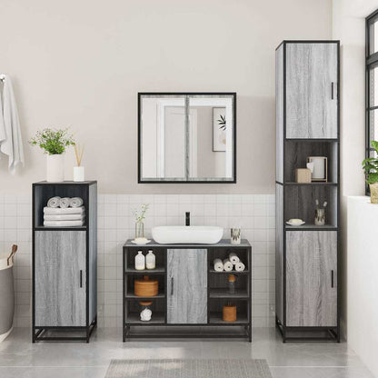 vidaXL 3 Piece Bathroom Furniture Set Grey Sonoma Engineered Wood 3