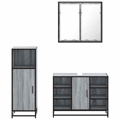 vidaXL 3 Piece Bathroom Furniture Set Grey Sonoma Engineered Wood 5