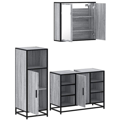 vidaXL 3 Piece Bathroom Furniture Set Grey Sonoma Engineered Wood 6