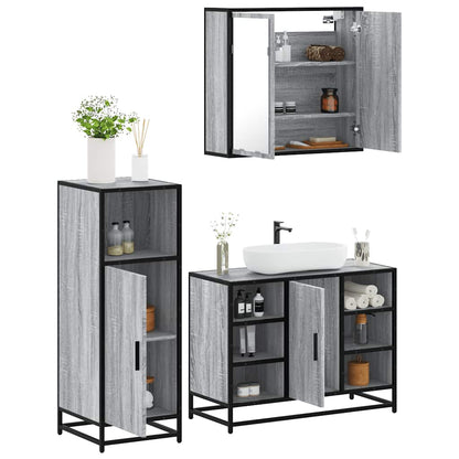 vidaXL 3 Piece Bathroom Furniture Set Grey Sonoma Engineered Wood 1