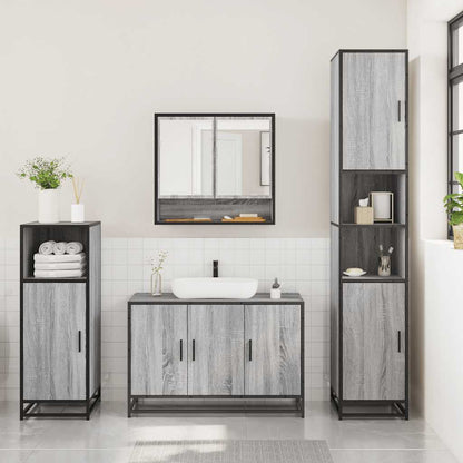 vidaXL 3 Piece Bathroom Furniture Set Grey Sonoma Engineered Wood 3